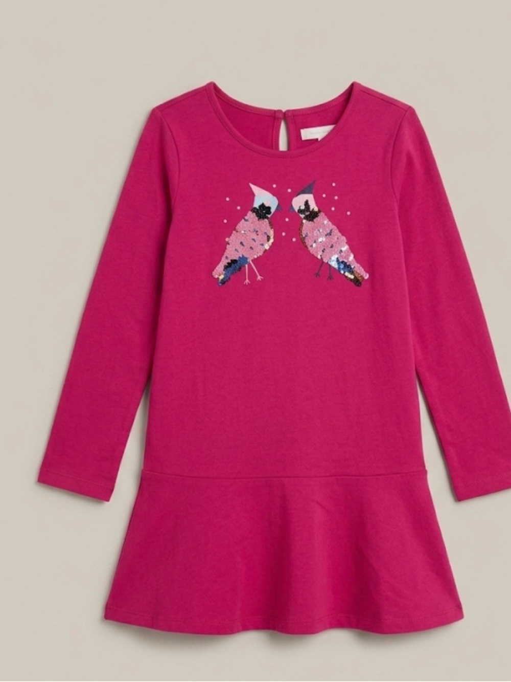Girls' Hot Pink Bird Sequin Dress 6T